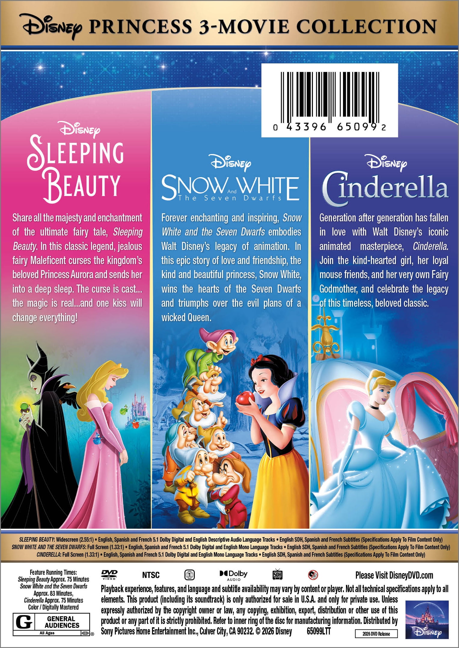 Disney Princess 3-Movie Collection (Walmart Exclusive) (DVD) Disney. Animated, Family, Fantasy