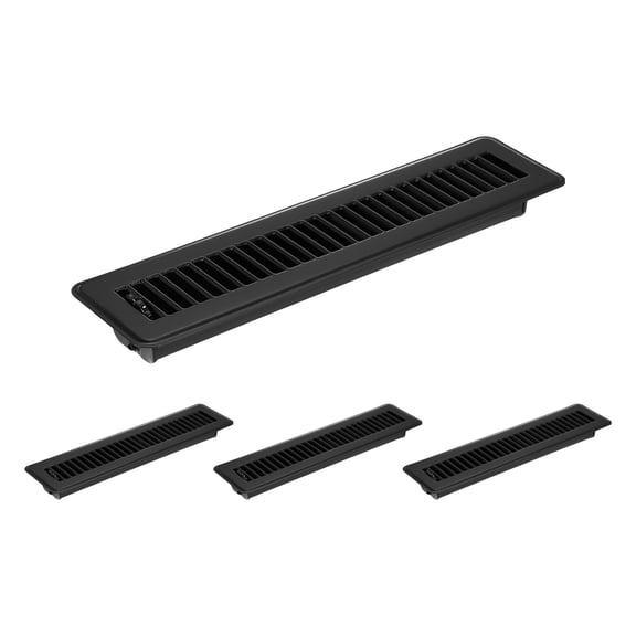 2x14 Inch Floor Vent Covers, Floor Registers Metal Walkable Air Vent Covers Easy Adjustable Air Supply Lever, Black 4 Pcs