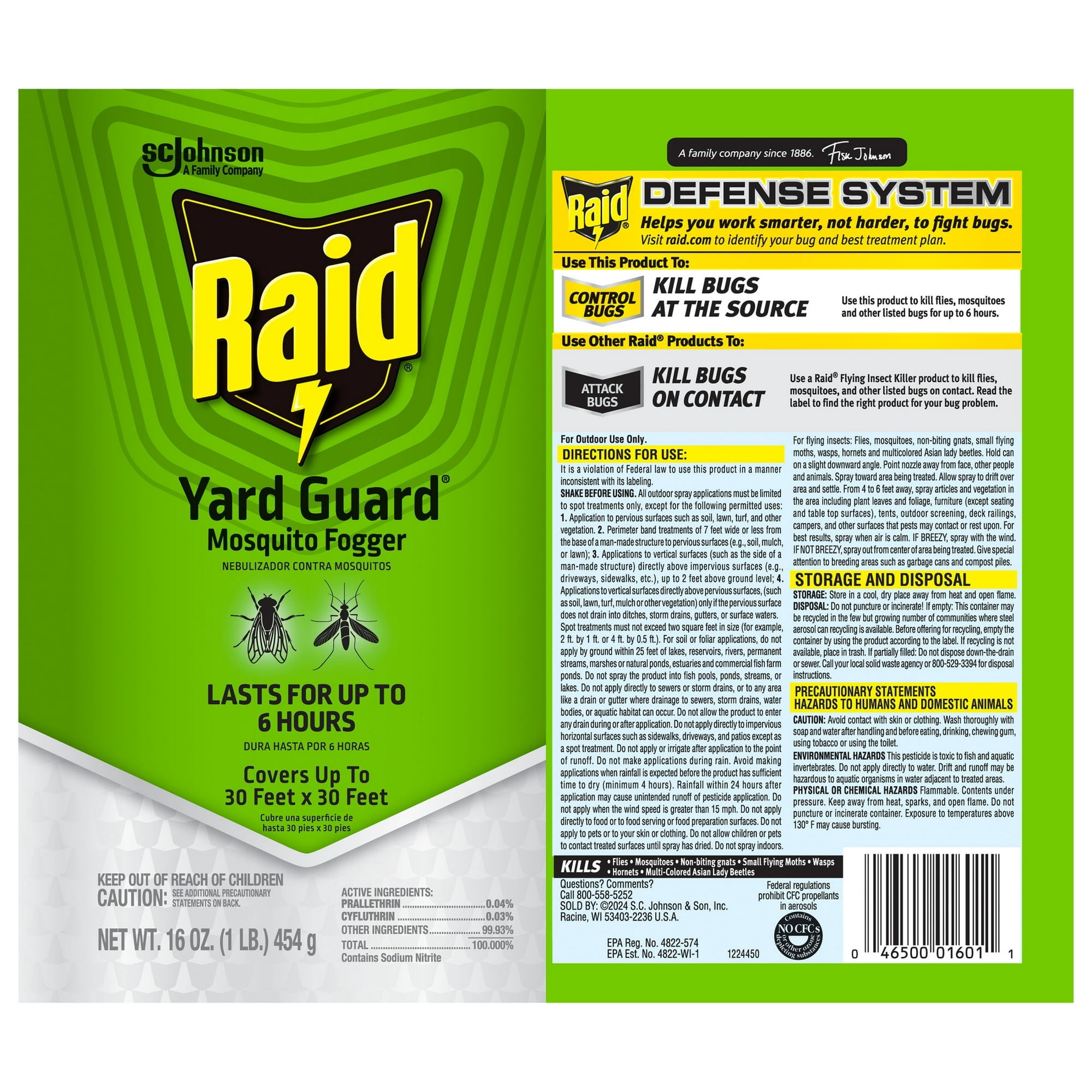 Raid Yard Guard Mosquito Fogger 16 OZ (Pack - 6)