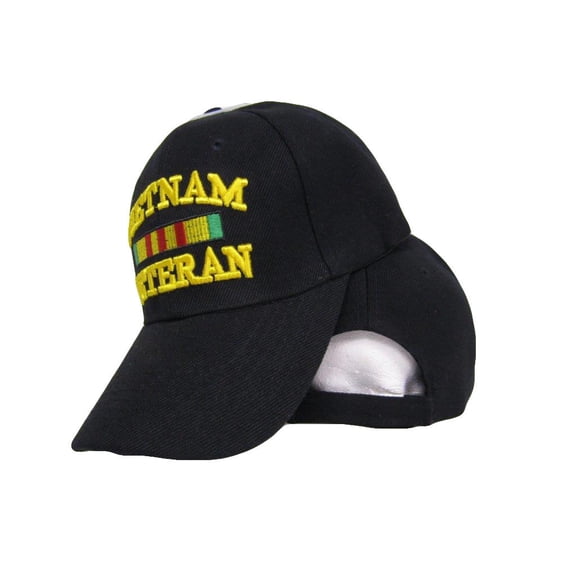 Vietnam Vet Veteran Black Embroidered Ball Cap Hat (Acrylic Hard Style)