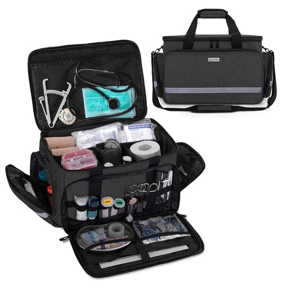CURMIO Sac d'Infirmière, Sac Médical avec Séparateurs Intérieurs et Fond Antidérapant pour Visites à Domicile, Soins de Santé, Hospice, Cadeau pour Étudiants en Soins, Thérapeutes, Médecins, B