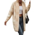 thumbnail image 5 of Biekopu Women's Long Sleeve Knitted Cardigan, Plaid Print Front Open Loose Sweater Coat for Spring Autumn, 5 of 9