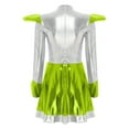 thumbnail image 4 of YiZYiF Women Halloween Robot Alien Cosplay Costume Shiny Metallic Tutu Dress Outerspace Cadet Outfit Green XL, 4 of 5