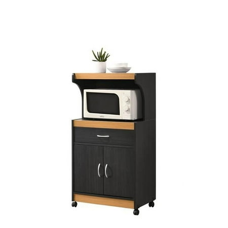 45.19 x 15.75 x 24 in. Microwave Kitchen Cart Black & Beech