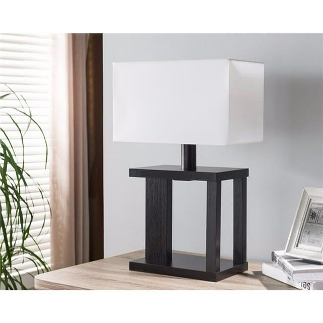 Lampe de Table avec Abat-Jour Rectangulaire&44; Brun Foncé