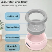 Dog Water Bowl, Dog Bowl No Spill Dog Food Water Bowl Slow Water Feeder, Spill Proof Pet Water Dispenser Vehicle Carried Travel Water Bowl for Small Medium Dogs and Cats, 25oz/750ML, Pink