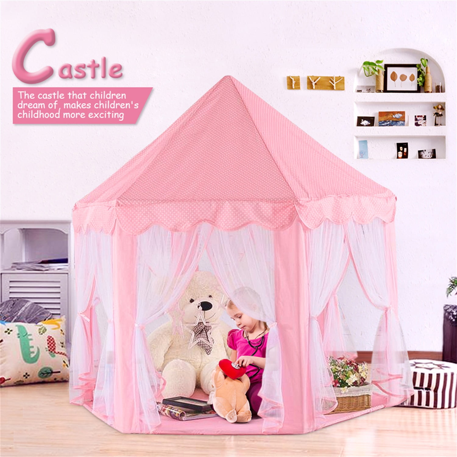 Kadyn Pink Play Tent for Kids, Kids Play Tent with Warm Color LED Lights and Carry Bag, Toddler Tent Kadyn Pink Play Tent for Kids, Kids Play Tent with Warm Color LED Lights and Carry Bag, Toddler Tent