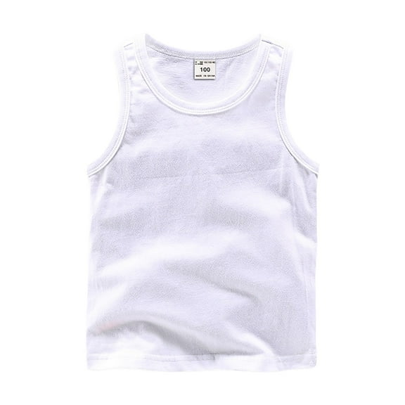 Zanarzt Crop Top Kids Unisex Kids Toddler Baby Boys Girls Solid Tank Tops T-Shirts Cotton Undershirts Summer Sleeveless Vest Basic Tees White,12-18 Months