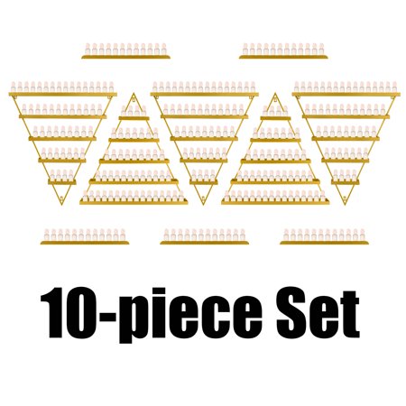 Robust Metal Wall-mounted Nail Polish Storage Racks Body Armor Stand 5 Tiers Gold Cosmetic Display Cases Set of 10 Triangular Display Shelves with Excellent Workmanship for Home