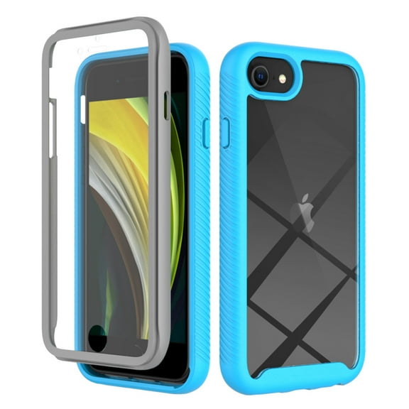 K-Lion Full Body Case for iPhone 8 / iPhone 7 / iPhone SE 2022 2020, Hybrid Shockproof Rugged Case with Built-in Screen Protector Crystal Clear Back Cover 4.7 Inch,Blue