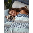 thumbnail image 3 of Boho Blue Aqua King Size Flat Sheet, Wrinkleproof & Fadeproof Cooling Flat Bed Sheet Only, Geometric Stripes Tribal Bohemia Retro Breathable Soft Bedding Top Sheets 105 x 98 Inches, 3 of 8