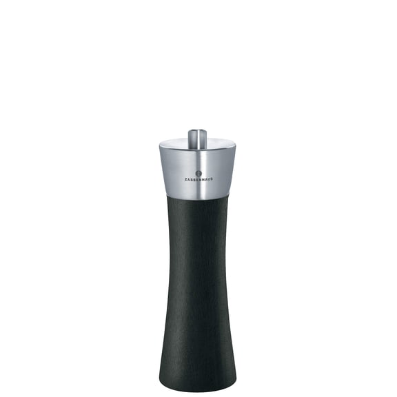 Zassenhaus Augsburg Pepper Grinder Mill, 7-Inch, Black with Stainless Steel