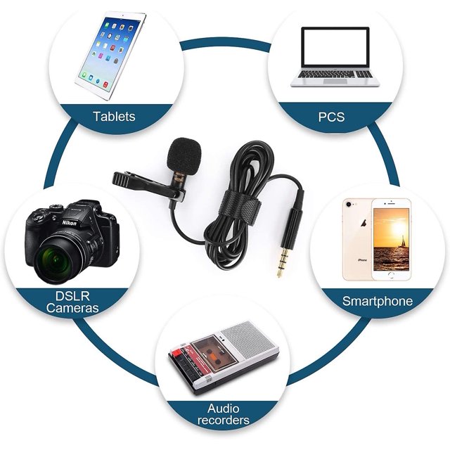 Micrófono de solapa Taian, micrófono de condensador omnidireccional, grabación de entrevistas Slr, adecuado para grabación de video de Iphone/android/cámara/pc/tableta ZefeiWu 8390605375521