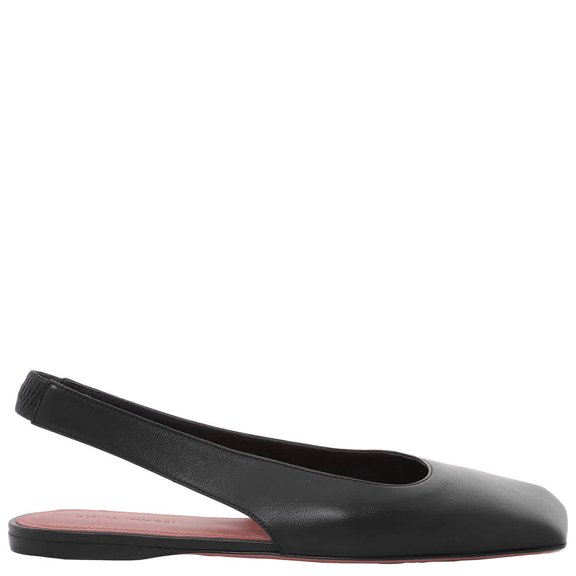 Amina Muaddi Nappa Black Ane Slingback Flats, Brand Size 35.5 ( US Size 5.5 )