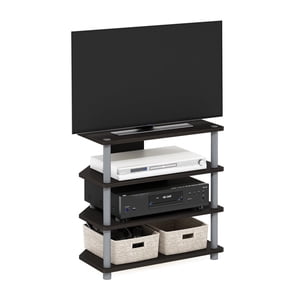 Pemberly Row Wood 4-Tier Petite TV Stand for TV up to 25" in Espresso/Gray