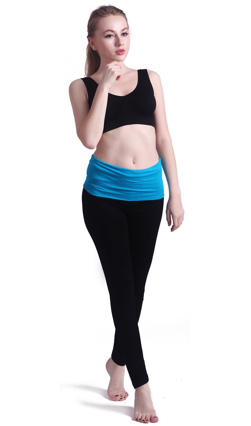HDE HDE Women's Maternity Yoga Pants Pregnancy Stretch Fold Over