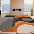 thumbnail image 2 of Design&I 9'x12' Washable Area Rug Orange Gray Geometric Curves and Waves Design Elegant Abstract Art with Contrasting Tones for Master Suite, Under Bed, Sleek Flatweave Pet Friendly, 2 of 7