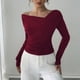 thumbnail image 1 of Ailaofu Women's Off Shoulder Long Sleeve Tops Ruched Going Out Crop Shirts Slim Fit Y2K Tee Blouse, 1 of 5