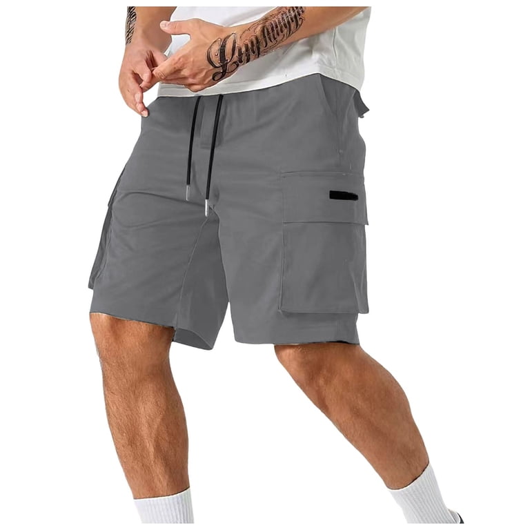 Fgnfyis Drawstring Belted Pocket Cargo Shorts for Men Mens Shorts