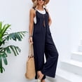 thumbnail image 2 of Wide Leg Jumpsuit for Women Spring Summer Casual Loose Bib Overalls Palazzo Pants Rompers Jumpsuits Dark Blue M, 2 of 5