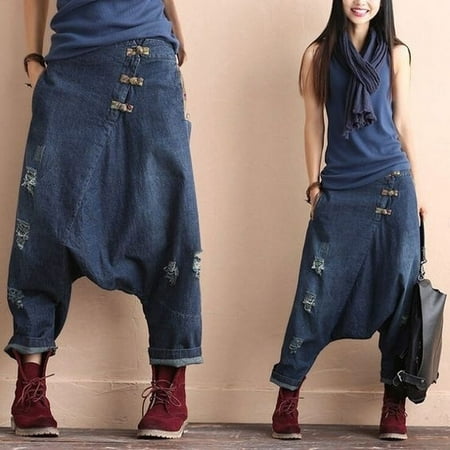 Women's Casual Drop Crotch Denim Casual Pants (Best Drop Crotch Pants)