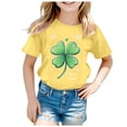 thumbnail image 4 of Summer Boys T Shirts Casual St. Patricks Day Unisex Shamrock Clover Graphic Tees Top Short Sleeve T Shirt Top Yellow Athletic Performance Clothing 8-9 T, 4 of 4