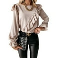 thumbnail image 1 of Sonducket Blusa de mujer de Color sólido de estilo informal, camisa ajustada para niña, fiesta, banquete, viajes, senderismo, ropa de manga larga Prendas para la parte del cuerpo Albaricoque Sonducket AP013085-04, 1 of 5