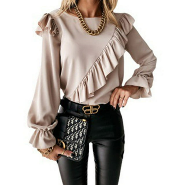 Sonducket Blusa de mujer de Color sólido de estilo informal, camisa ajustada para niña, fiesta, banquete, viajes, senderismo, ropa de manga larga Prendas para la parte del cuerpo Albaricoque Sonducket AP013085-04