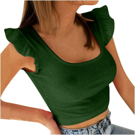 

Corset Top Women s Fashion Round Neck Solid Color Vest Sleeveless Tops Casual Work Blouse Green S