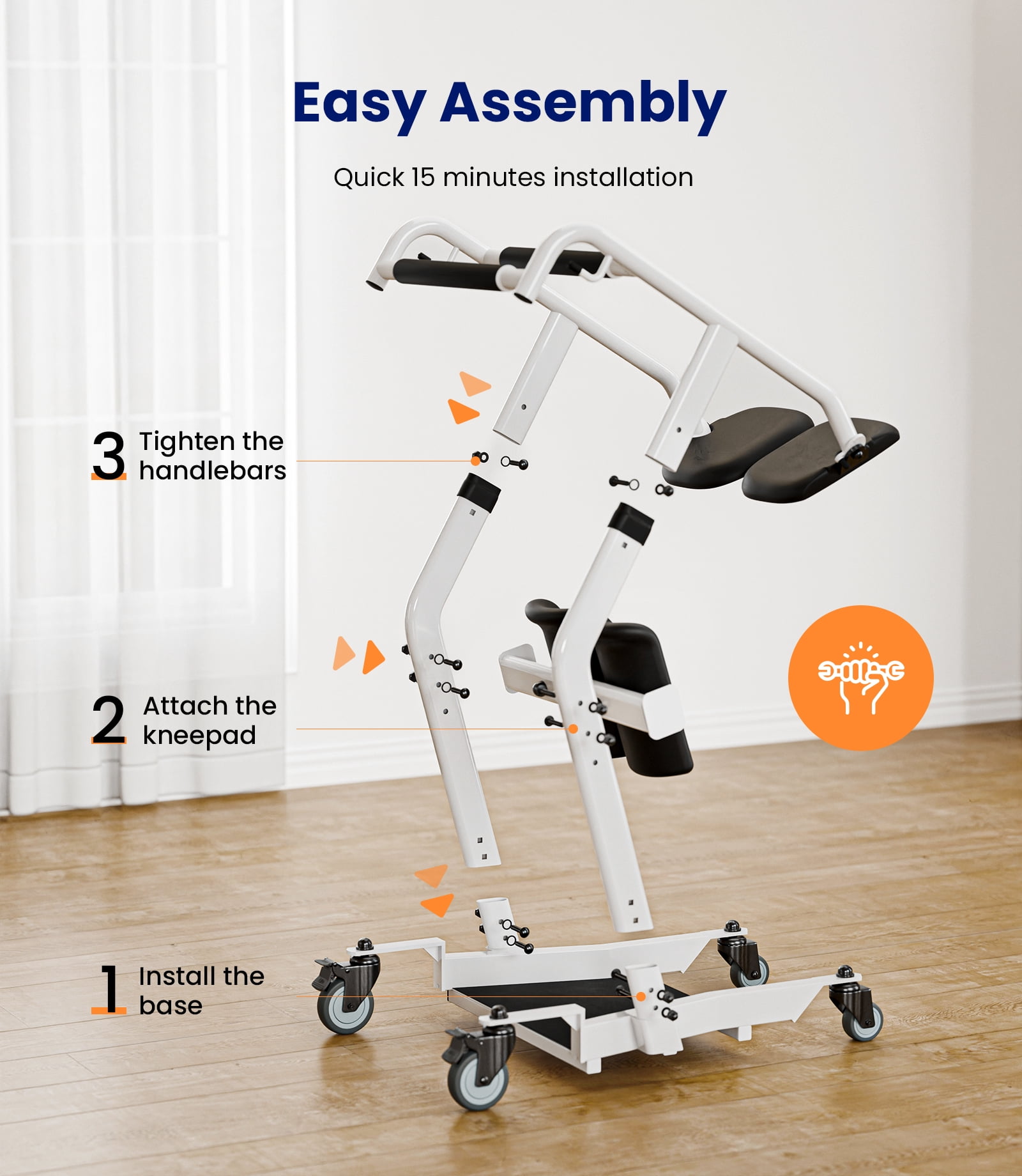 VOCIC Sit to Stand Lift with Wheels, Stand Assist Patient Transfer Device for Elderly Home Care