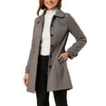 thumbnail image 2 of INSPIRE CHIC Women's Peter Pan Collar Single Breasted Winter Overcoat M Light Brown, 2 of 7