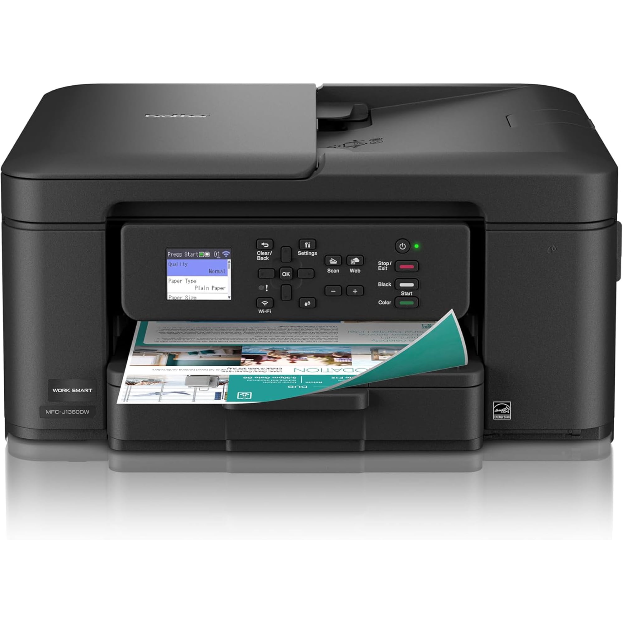 Brother Work Smart 1360 MFC-J1360DW Wireless Color Inkjet All-in-One Printer, Automatic Duplex Printing, 1.8” Color Display, Print, Copy, Scan, Two-Sided Printing (Sold without manufacturer warranty)