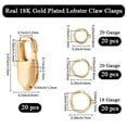 thumbnail image 2 of 1 Box 20Pcs Lobster Claw Clasps Set Real 18K Gold Plated Brass Metal Connector Closures Clasp with 60Pcs 304 Stainless Steel Jump Rings, 2 of 7