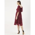 thumbnail image 3 of DressBerry Women’s Printed Poly Georgette Sweetheart Neck Puff Elbow Sleeves Calf Length Light Weighted Tiered Hem Casual&nbsp;Summerwear Beachwear Partywear All Purpose One Piece Dress, 3 of 7