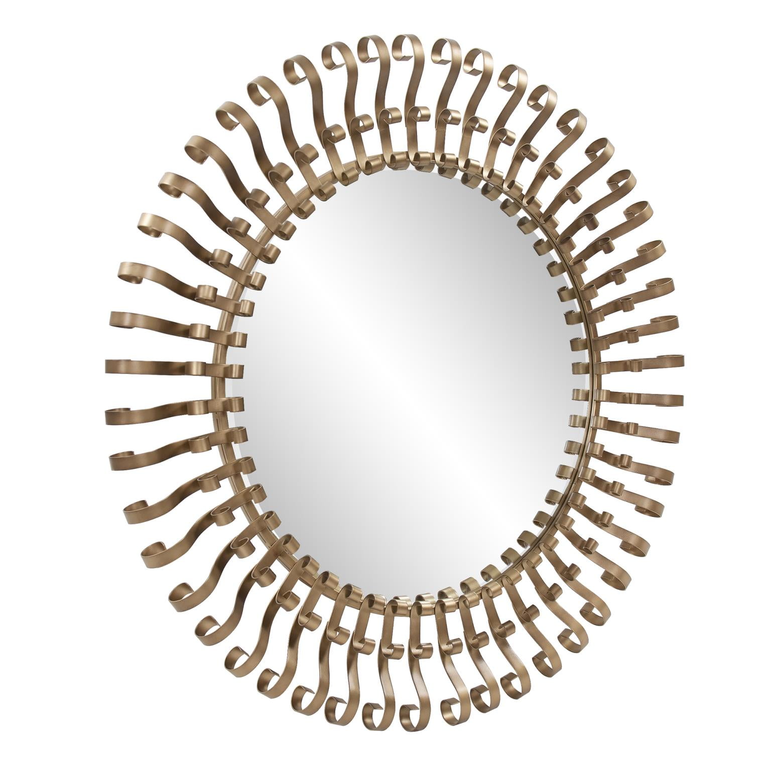 Tyler Dillon Gold Metal Framed Sunburst Wall Mirror 40"D
