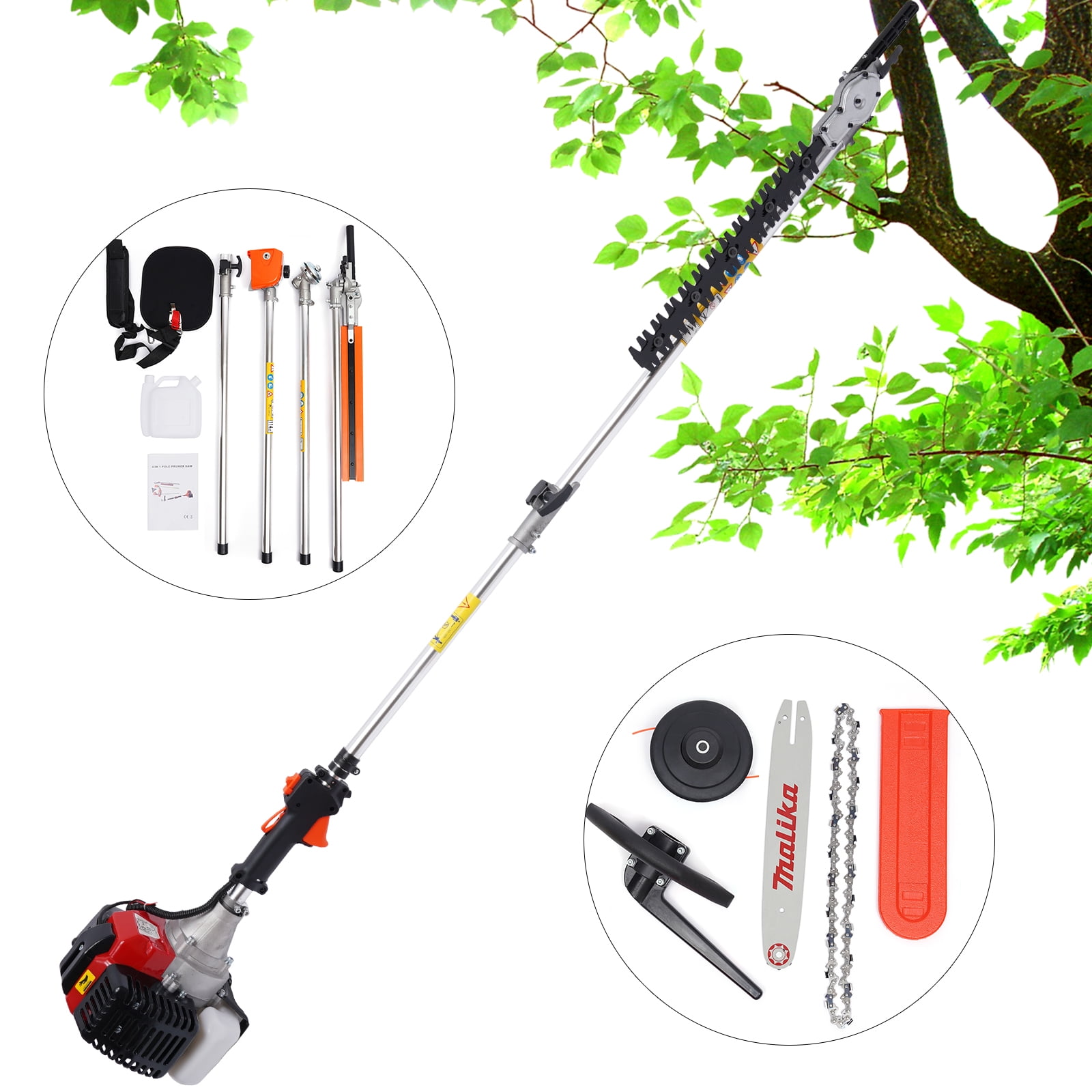 Dwellnix Straight Shaft String Gas Trimmer 2 Stroke 52 CC Weed Grass Eater Brush Cutter