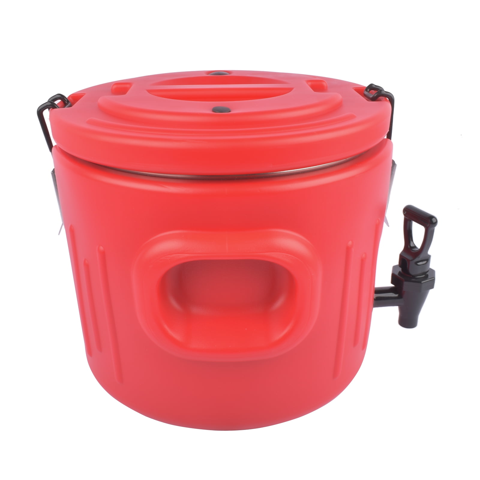 Insulated Beverage Cooler Ice and Hot Drink Dispenser with 304 Stainless Steel Interior and Spout, Portable Water Cooler with Handles, Outdoors Water Jug, Red (2.6/4/5 Gallon)