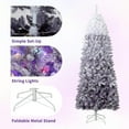 thumbnail image 3 of CazToi 7.5ft Artificial Pencil Christmas Tree Purple Gradient Pre-Lit Snow Flocked Xmas Tree for Home Office Party, 3 of 8