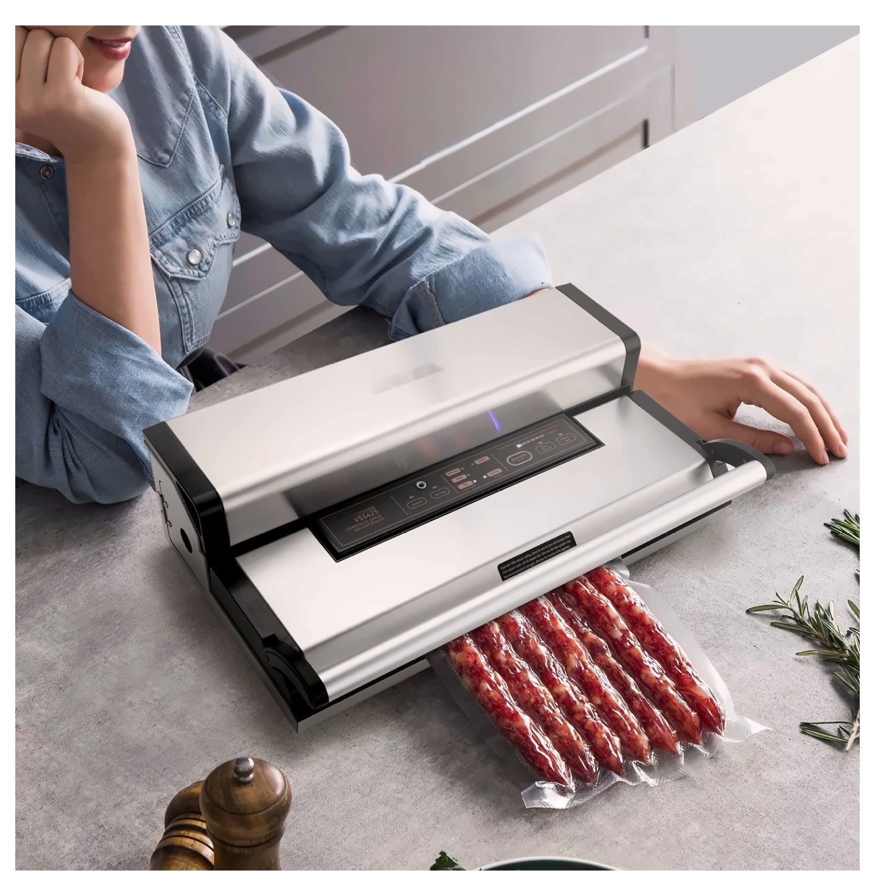 Vacuum Sealer Machine, 95Kpa Dual Pump, Automatic Food Sealer with Bags & Hose