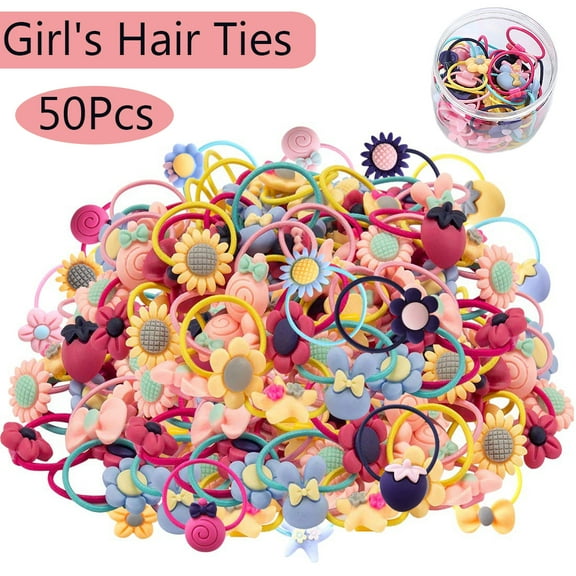 YIYOUZQT 50pcs (25 pairs) Mix Colors Girl's Elastic Hair Ties Soft Rubber Bands Hair Bands Holders Pigtails Hair Accessories for Girls Infants Toddlers Kids Teens and Children