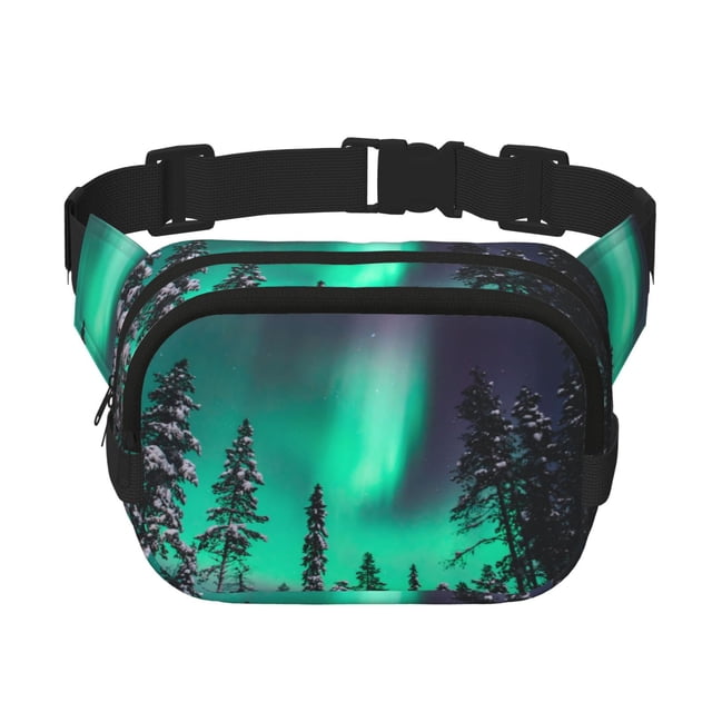 Fotbe Northern Lights 2 Cangurera Cuadrada con Estampado de Doble Capa, Bolsa de Cintura Ajustable Mini para Hombres y Mujeres