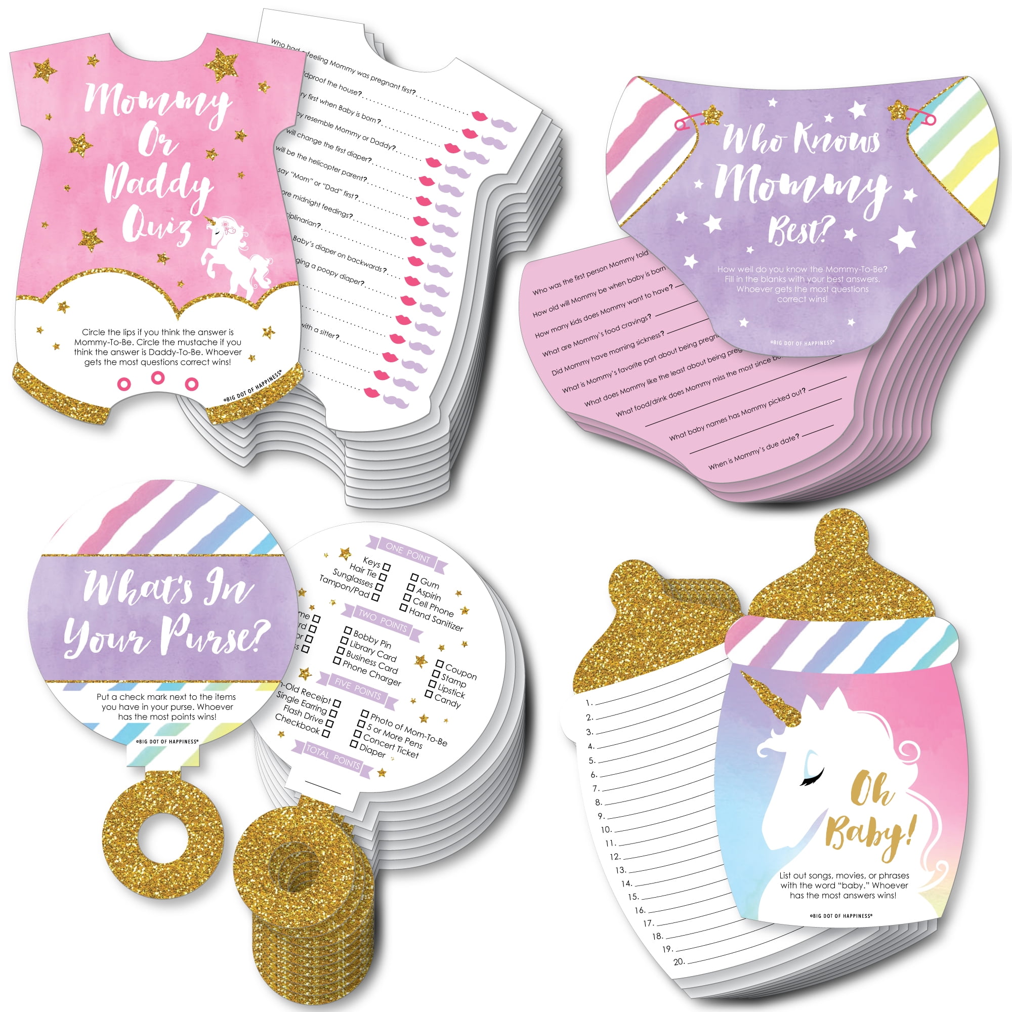 Big Dot of Happiness Rainbow Unicorn 4 Magical Unicorn Baby Shower