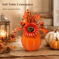 thumbnail image 5 of Artificial Foam Pumpkin Table Centerpiece, Fall Harvest Arrangement with Maple Leaves Berries Sunflower Gourds, Halloween Thanksgiving Decor for Home Dining Table Mantel Shelf, E, 5 of 8