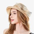 thumbnail image 6 of Riforla Womens Summer Dress Hat Wide Leaf Flower Bridal Shower Hat Sun Hats Beach Hat Beach Hats for Women Khaki, 6 of 7