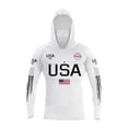 thumbnail image 2 of Domuza Upf 50+ Fishing Shirts Men's American Flag Print Long Sleeve Protection Sun Hoodie 2026 New Outdoor Hiking Running Rash Guard Top White 2XL, 2 of 4