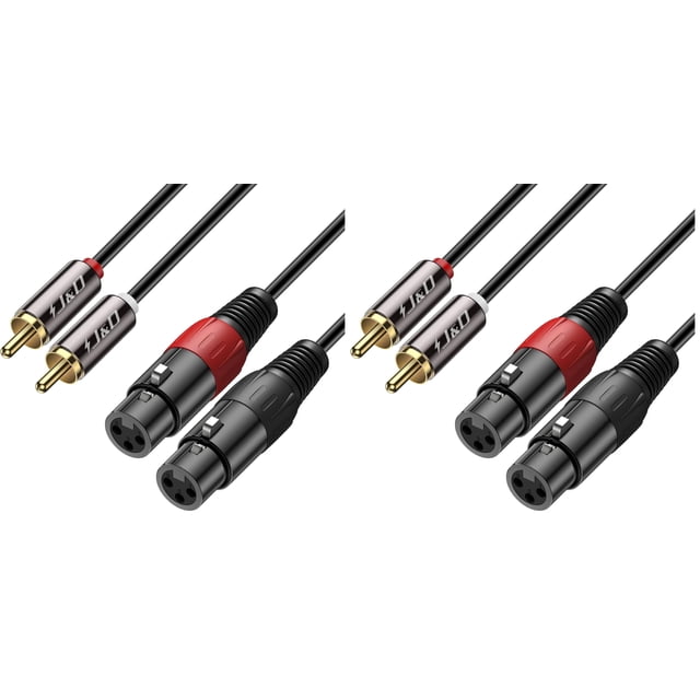 Cable J&D 2 RCA a 2 XLR hembra de 6 pies para altavoz y micrófono de condensador