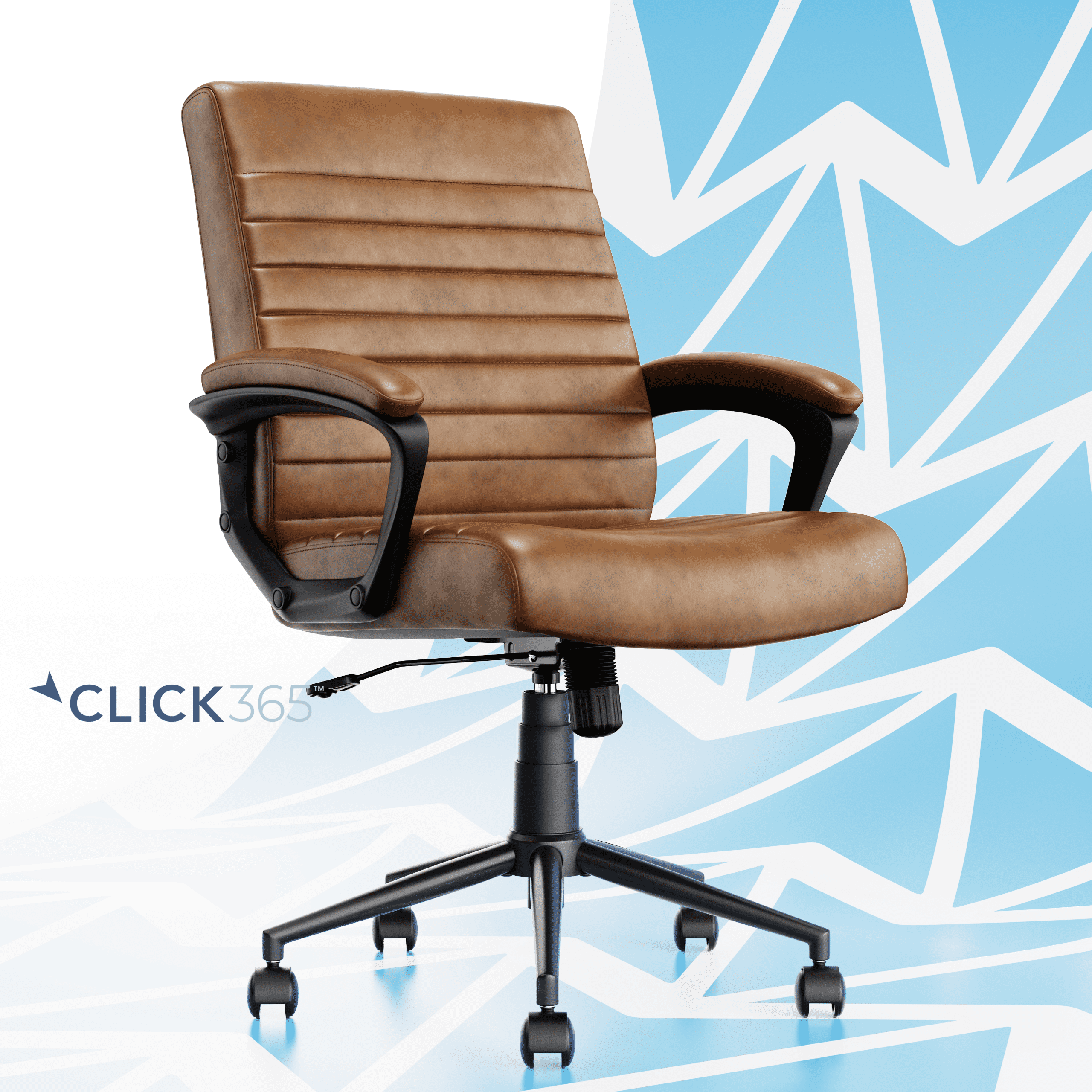 Controversieel ui Kameraad Click 365 Transform 3.0 Extra Comfort Ergonomic Mid Back Channel Stitching  Desk Chair, with padded armrests, Adjustable-Height, Tilt, Lumbar Support,  360-Degree Swivel, Bonded leather, Cognac - Walmart.com