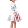 thumbnail image 2 of FKELYI Floral Butterfly Long Sleeve Dress Size 3-4 Y Lightweight Swing Skater Midi Dress Aesthetic Comfy Kids Girls Long Sleeve Dress Fall, 2 of 4