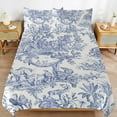 thumbnail image 6 of 3 Pcs Soft Bedding Set, Includes 1 Duvet Cover with Zipper And 2 Pillow Shams,Blue Toile De Jouy Queen(90"×90"), 6 of 8