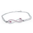 thumbnail image 3 of AFFY Heart & Round Shape Simulated Tourmaline Infinity Heart Chain Bracelets In 14k White Gold Over Sterling Silver -8.5", 3 of 7
